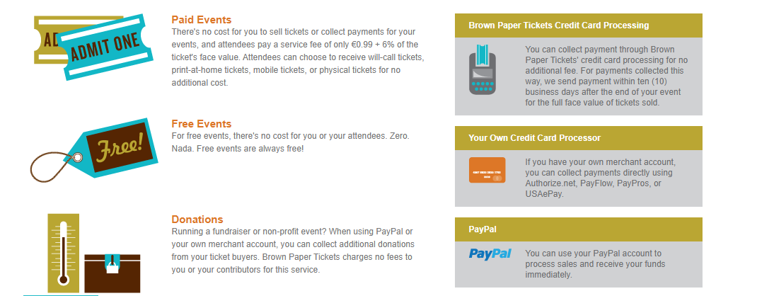 Brown Paper Tickets classic interface