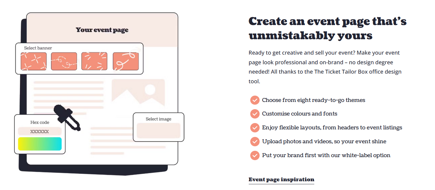 Ticket Tailor dashboard with embeddable checkout