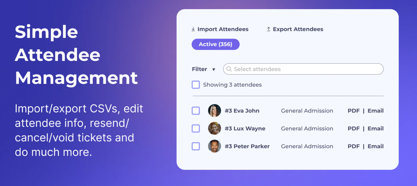 Example of Shopify event ticket product setup