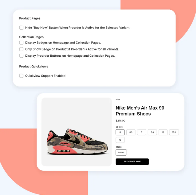 Shopify product inventory setting continue selling when out of stock for pre-orders