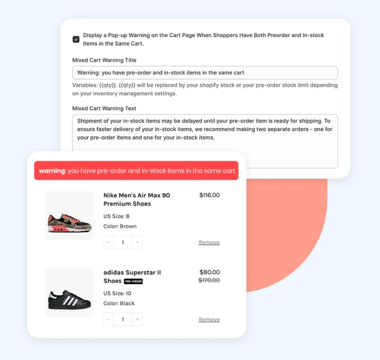 Shopify cart and checkout test for pre-order setup